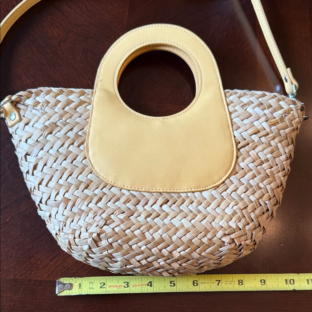 Mango MNG Straw Woven Basket Bag Yellow Crossbody Mini Tote NWOT - Picture 8 of 16